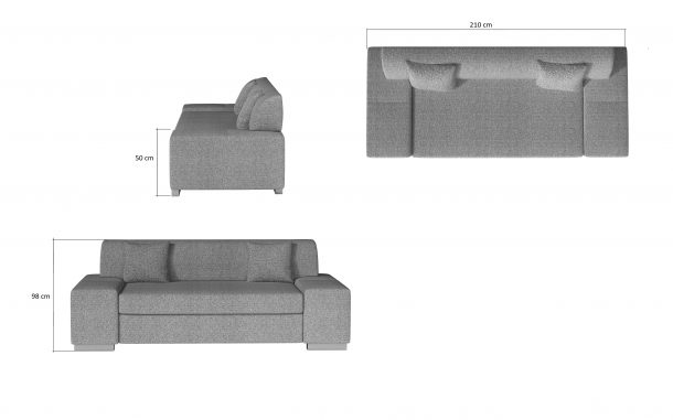 sofa porto 3 dimensions
