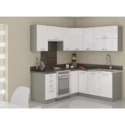 BIANKA  rohová kuchynská linka 190x170 biela lesklá