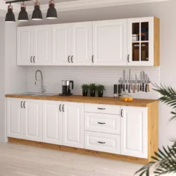 STILO kuchynská linka 260    biela mat/ dub artisan