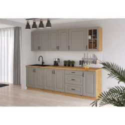STILO kuchynská linka 260    claygrey / dub artisan