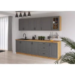 STILO kuchynská linka 260    dustgrey / dub artisan